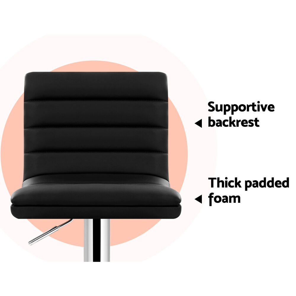 Artiss 2x Bar Stools Padded Leather Gas Lift Black Price