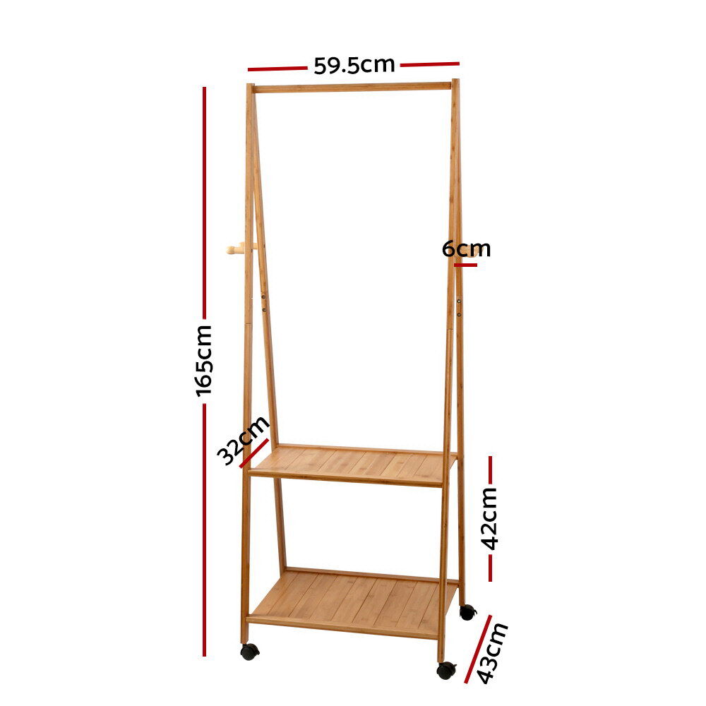 Artiss Clothes Rack Airer Coat Stand 165x59cm Wheels Price