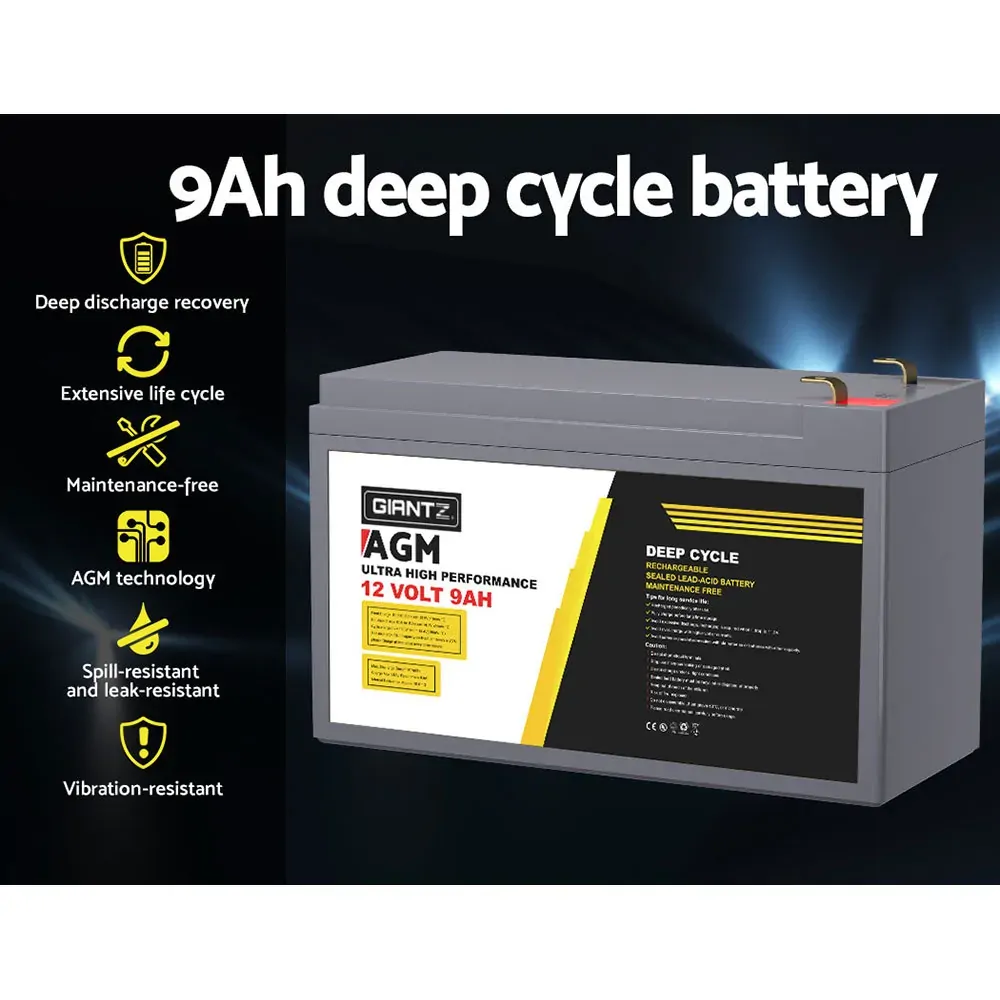 AGM Deep Cycle Battery 12V 9Ah Box Portable Solar Caravan Camping Price
