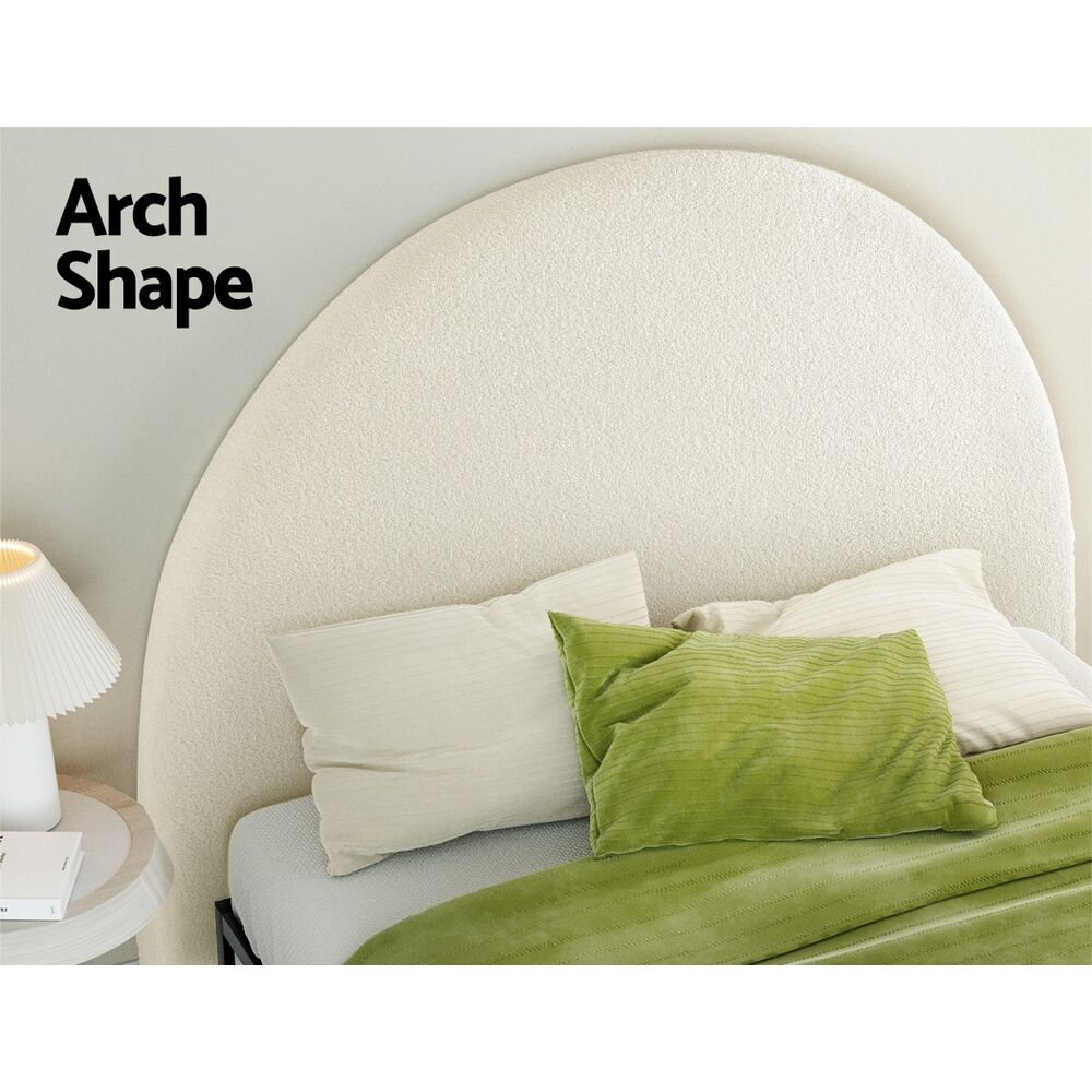 Artiss Bed Head Headboard Bed Frame Double Boucle - GREI White Price