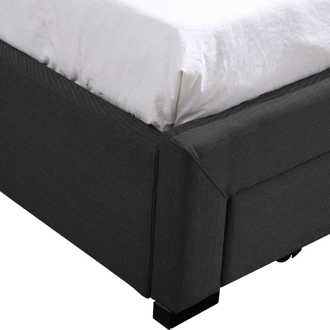 King Bed Frame Fabric 4 Storage Dark Grey Price