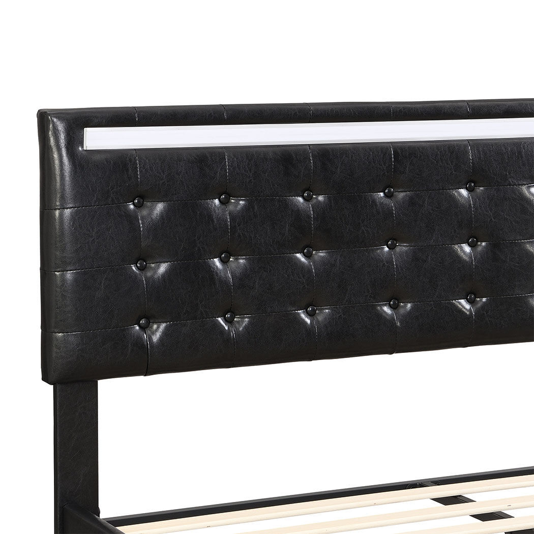 Levede Floating Bed Frame Double with Headboard LED Lights Mattress Base Price