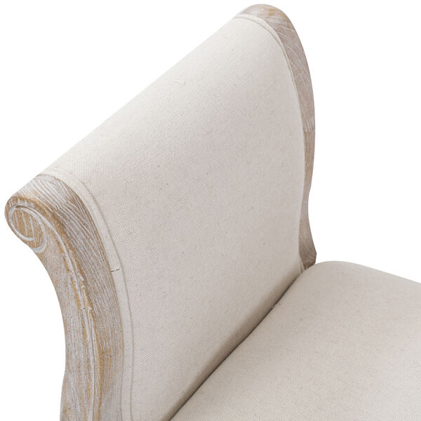 Lille Bench Chair Beige White Washed Wooden & Beige Color Fabric Price