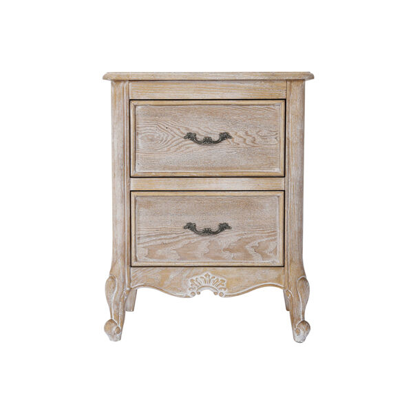 Bedside Table Oak Wood Plywood Veneer White Washed Finish Storage Drawers Price