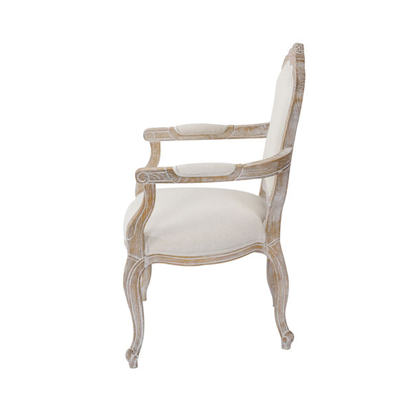 2X Armchair White Washed Wooded & Beige Color Fabric Price