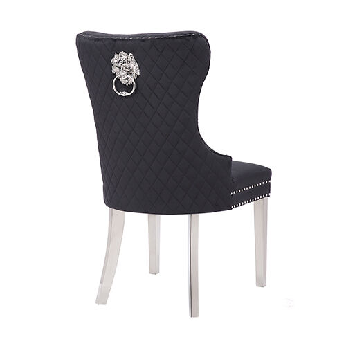 Victoria 2x Dining Chair Black Vevet & STAINLESS STEEL Legs Price