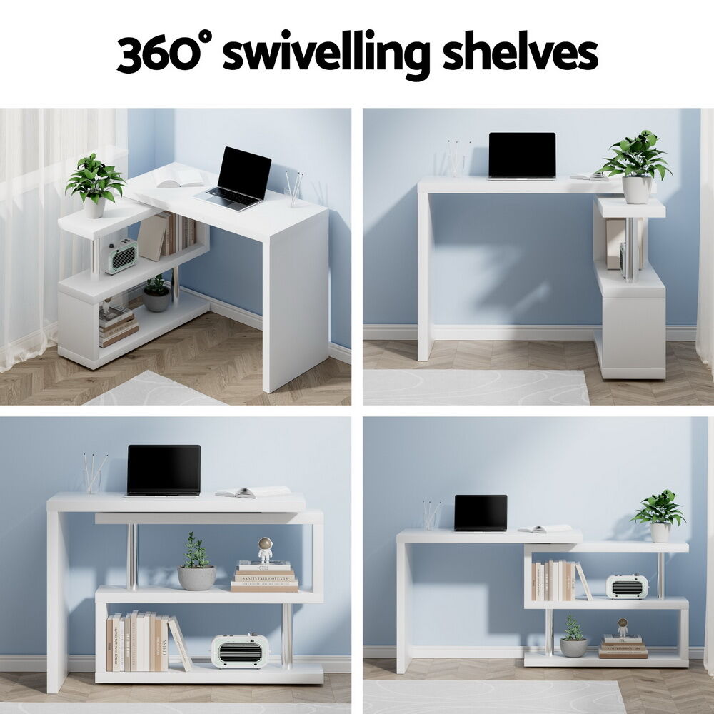 Computer Desk L-Shape Bookshelf White Price