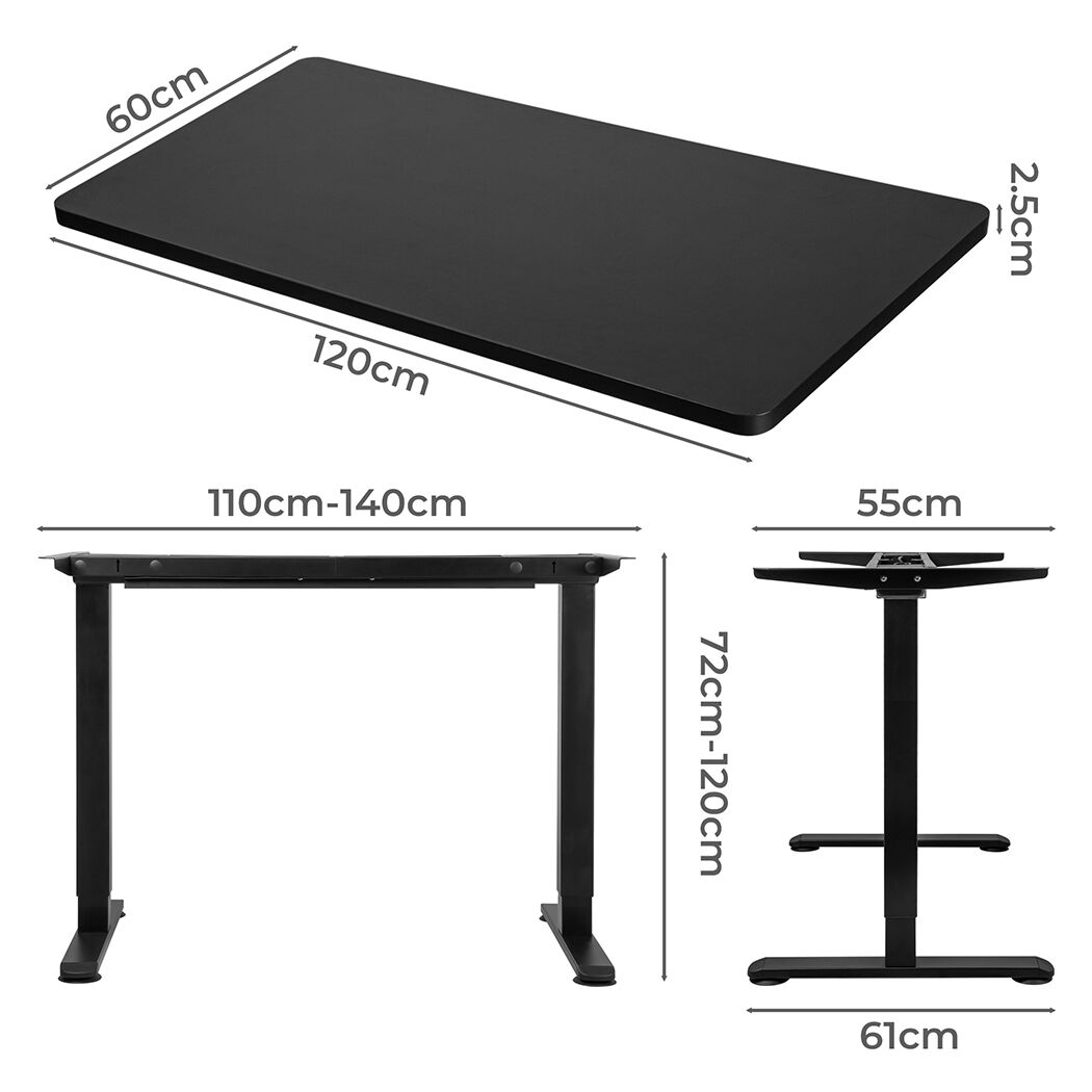 Motorised Standing Desk Adjustable 120cm Black 800x 1.5MM Price
