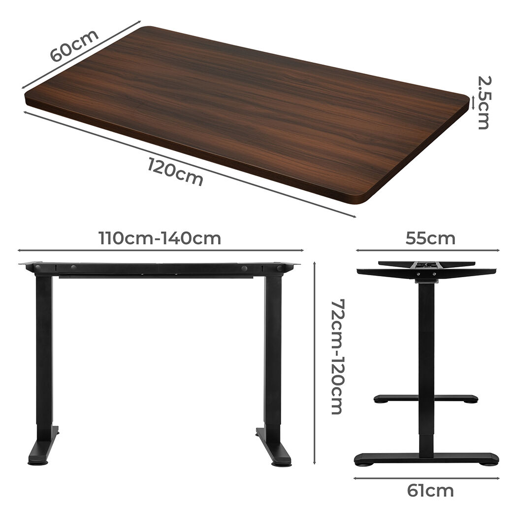 Motorised Standing Desk Adjustable 120cm Walnut 800x 1.5MM Price