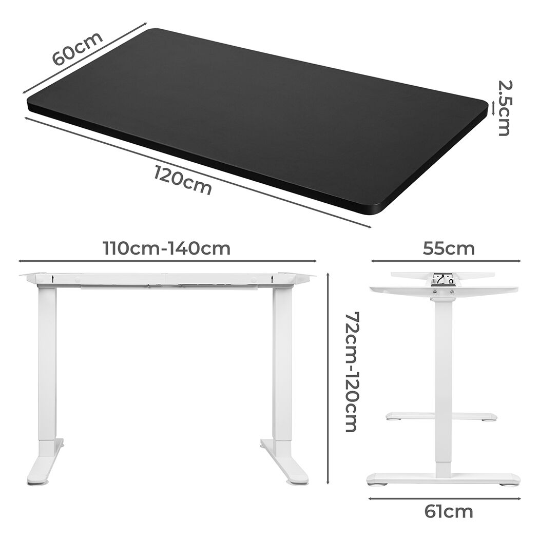 Motorised Standing Desk Adjustable 120cm Black 800x 1.5MM Price