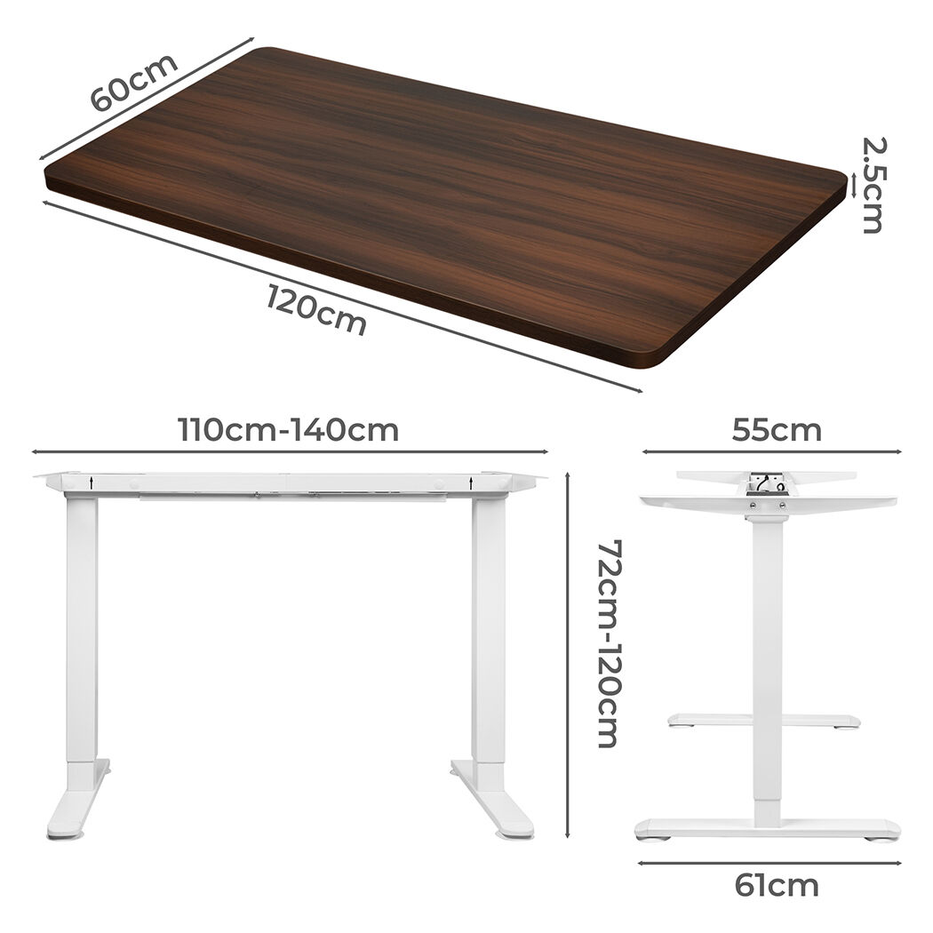 Motorised Standing Desk Adjustable 120cm Walnut 800x 1.5MM Price
