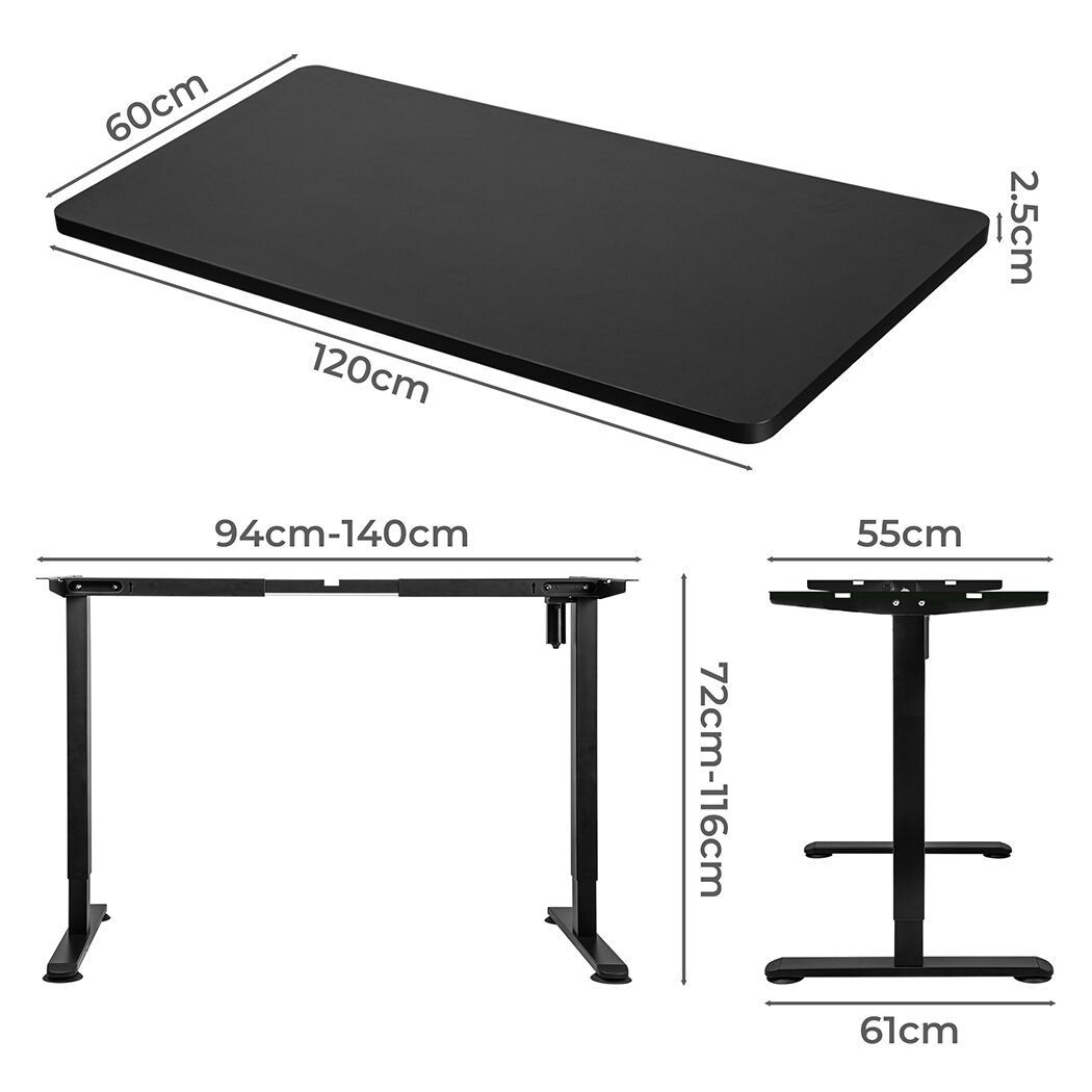 Motorised Standing Desk Height 120cm Black 800x 1.5MM Price