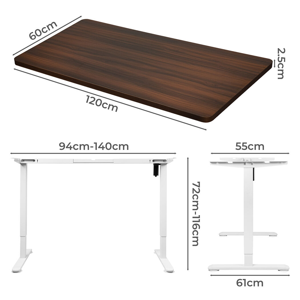 Motorised Standing Desk Height 120cm Walnut 800x 1.5MM Price