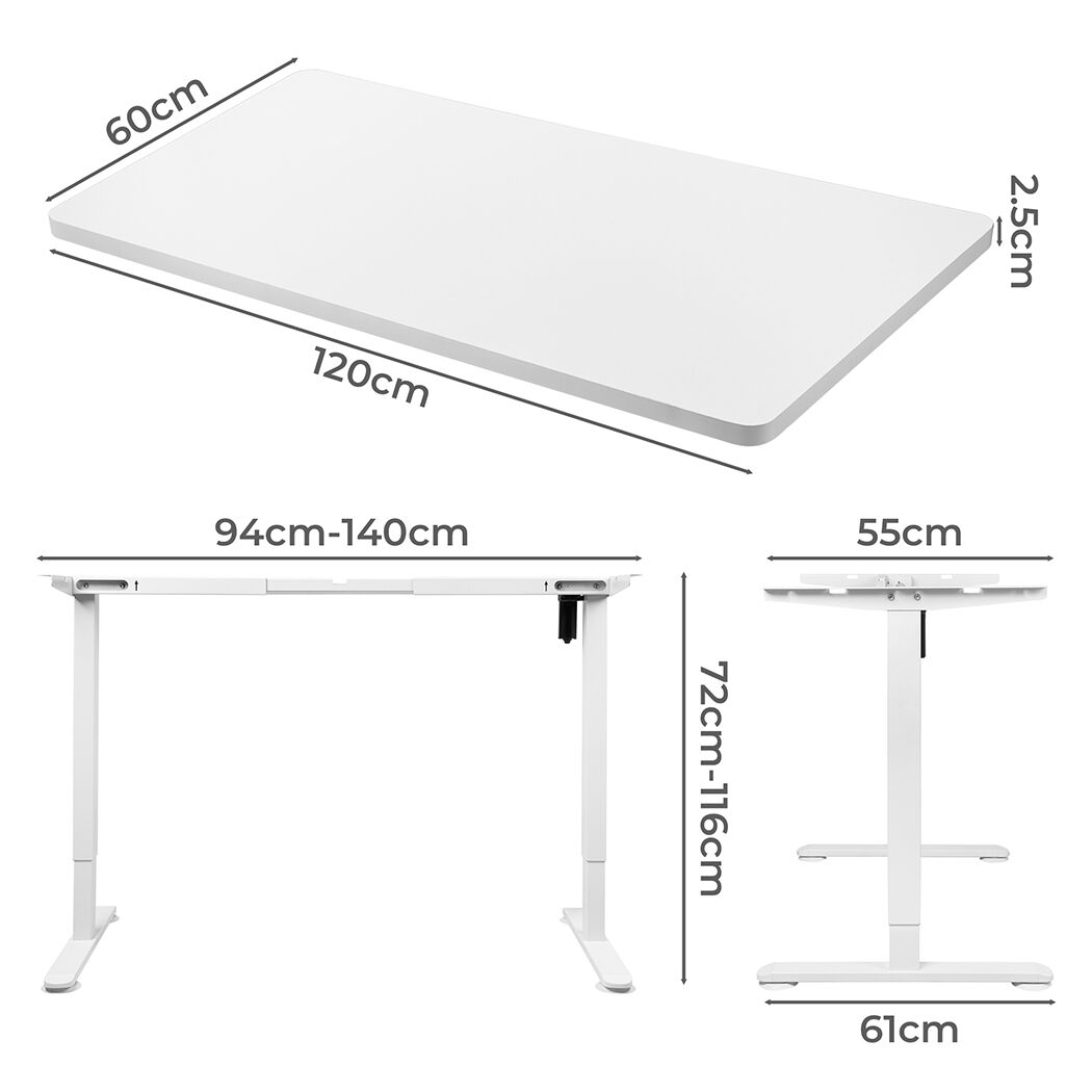 Motorised Standing Desk Height 120cm White 800x 1.5MM Price