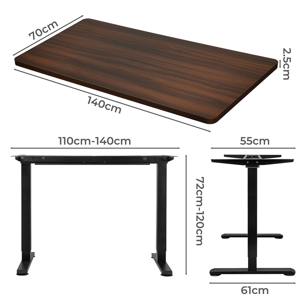 Motorised Standing Desk Adjustable 140cm Walnut 1000x 1MM Price