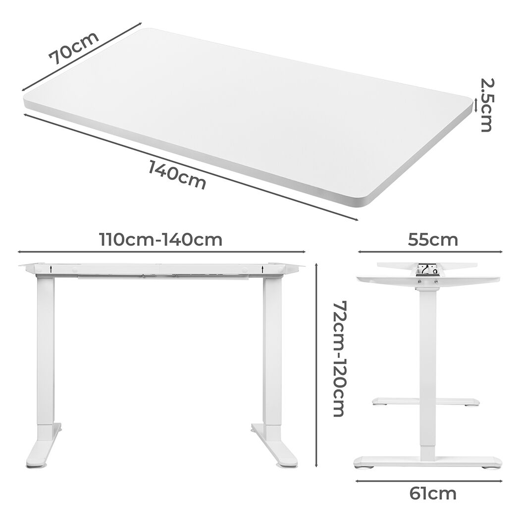 Motorised Standing Desk Adjustable 140cm White 1000x 1MM Price