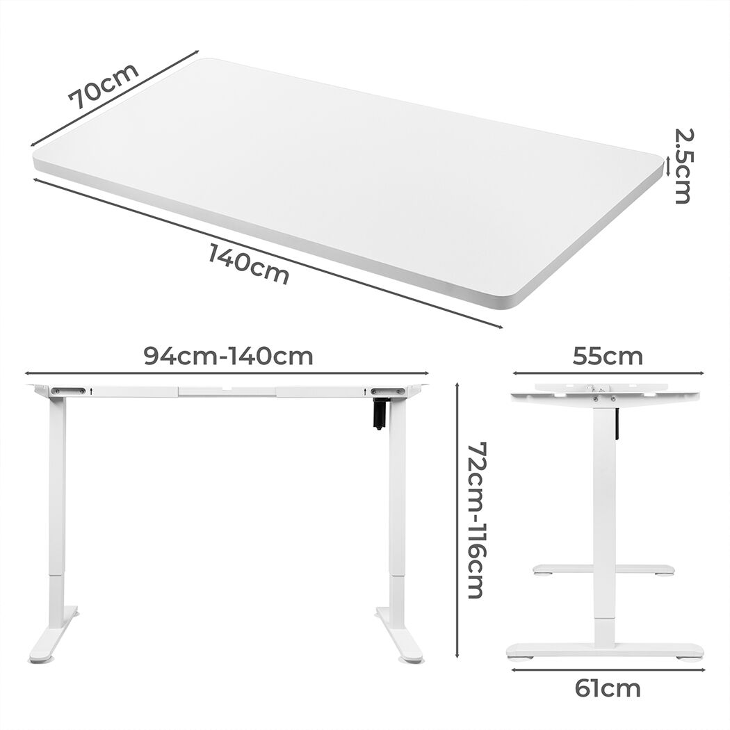 Motorised Standing Desk Adjustable 140cm White 1000x 1MM Price
