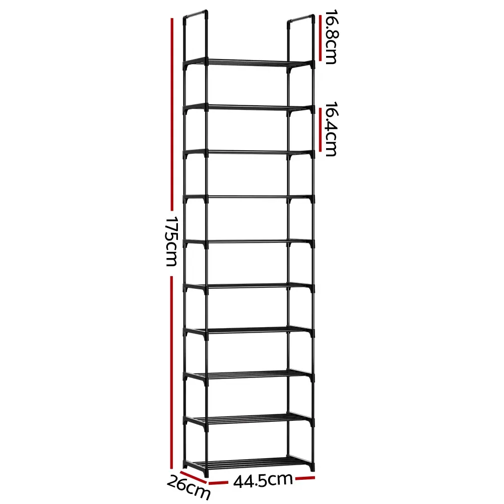 Shoe Rack Shoe Storage Shelf 10-tier 20 Pairs DIY Stackable Black Metal Price