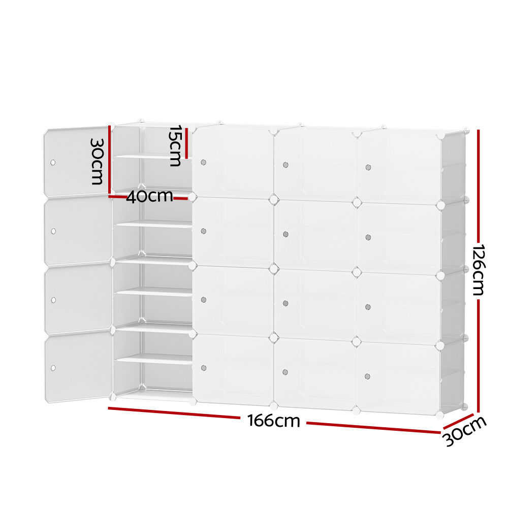Artiss Shoe Rack DIY 16 Storage Cube Stackable White Price