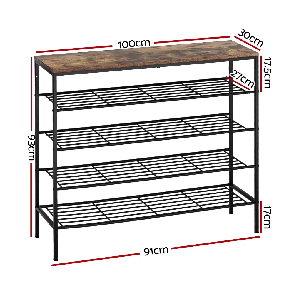 Shoe Rack 25 Pairs 5-tier Shoe Storage Organiser Shelf Metal frame Walnut Price