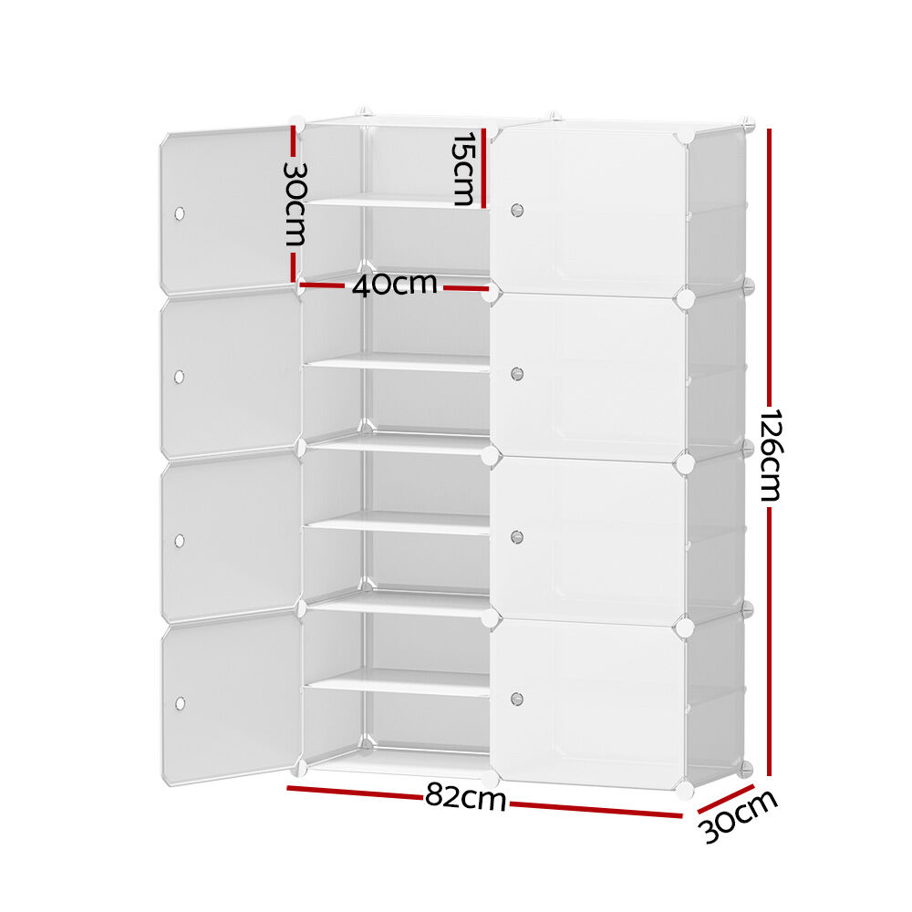 Artiss Shoe Box DIY Set of 8 Storage Cube Stackable White Price