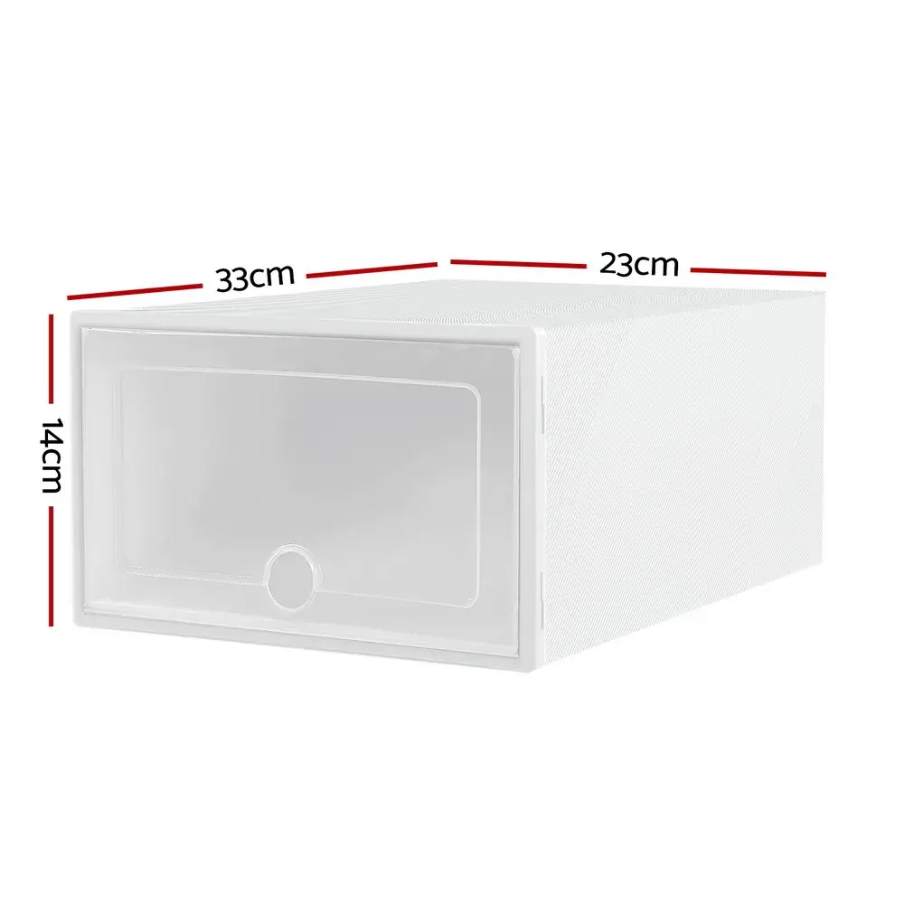 Shoe Box Set of 24 Storage Case Stackable Plastic Shoe Cabinet Cube White Price