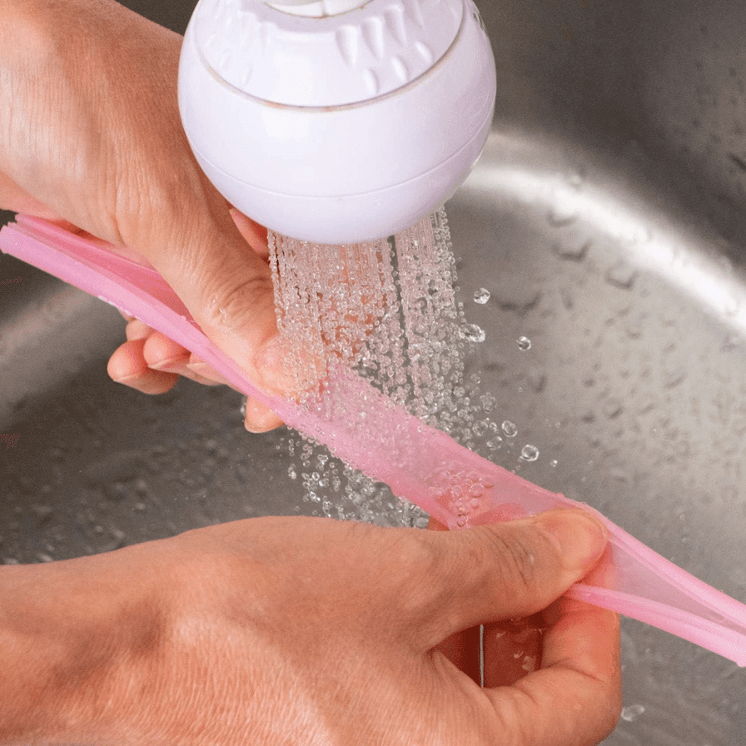 Resealable Silicone Zipper Straw Pink/Yellow Price