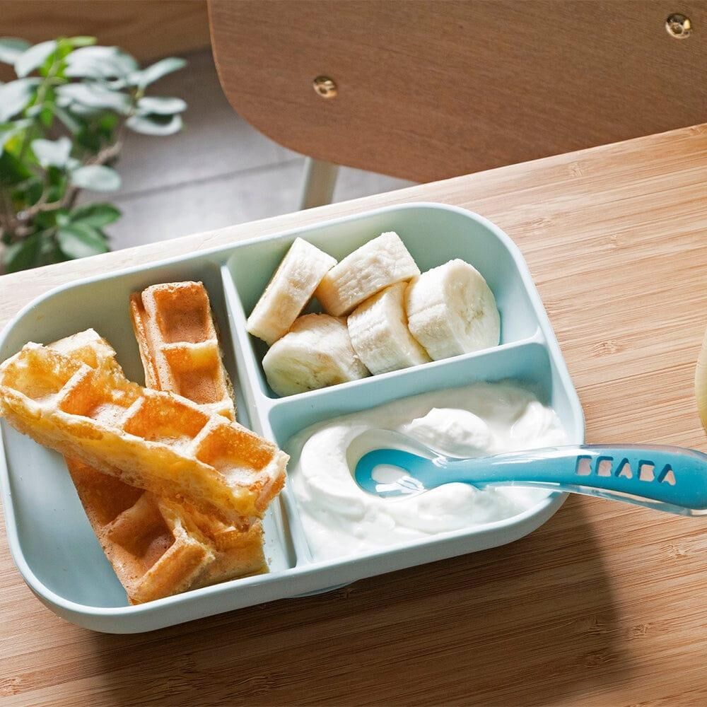 Silicone Suction Divided Plate & Spoon - Blue Price