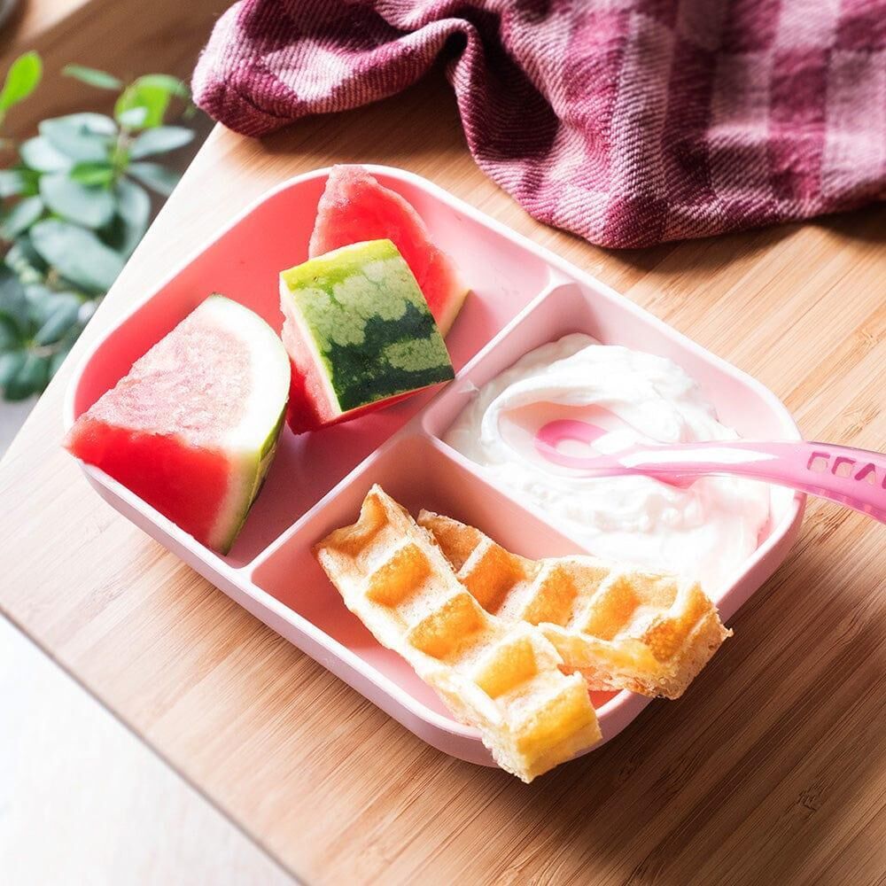 Silicone Suction Divided Plate & Spoon - Pink Price