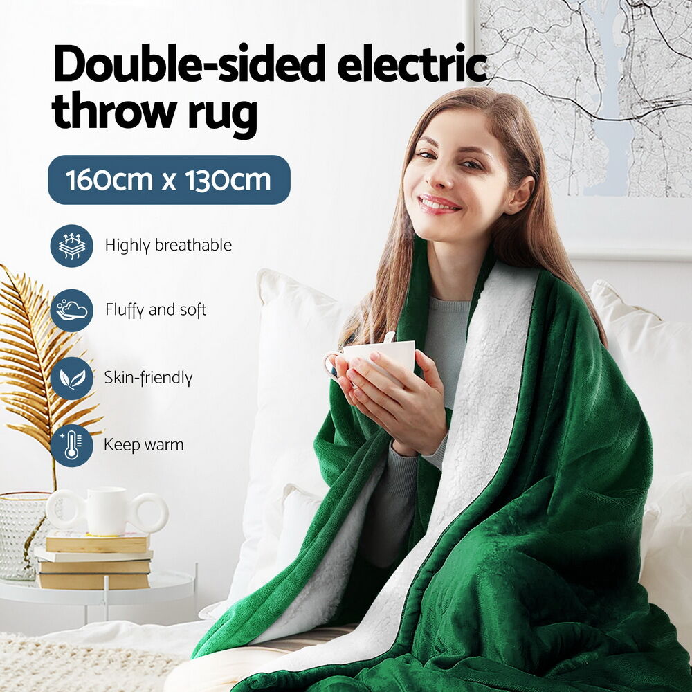 Electric Throw Rug Heated Blanket Double Sided Green Price