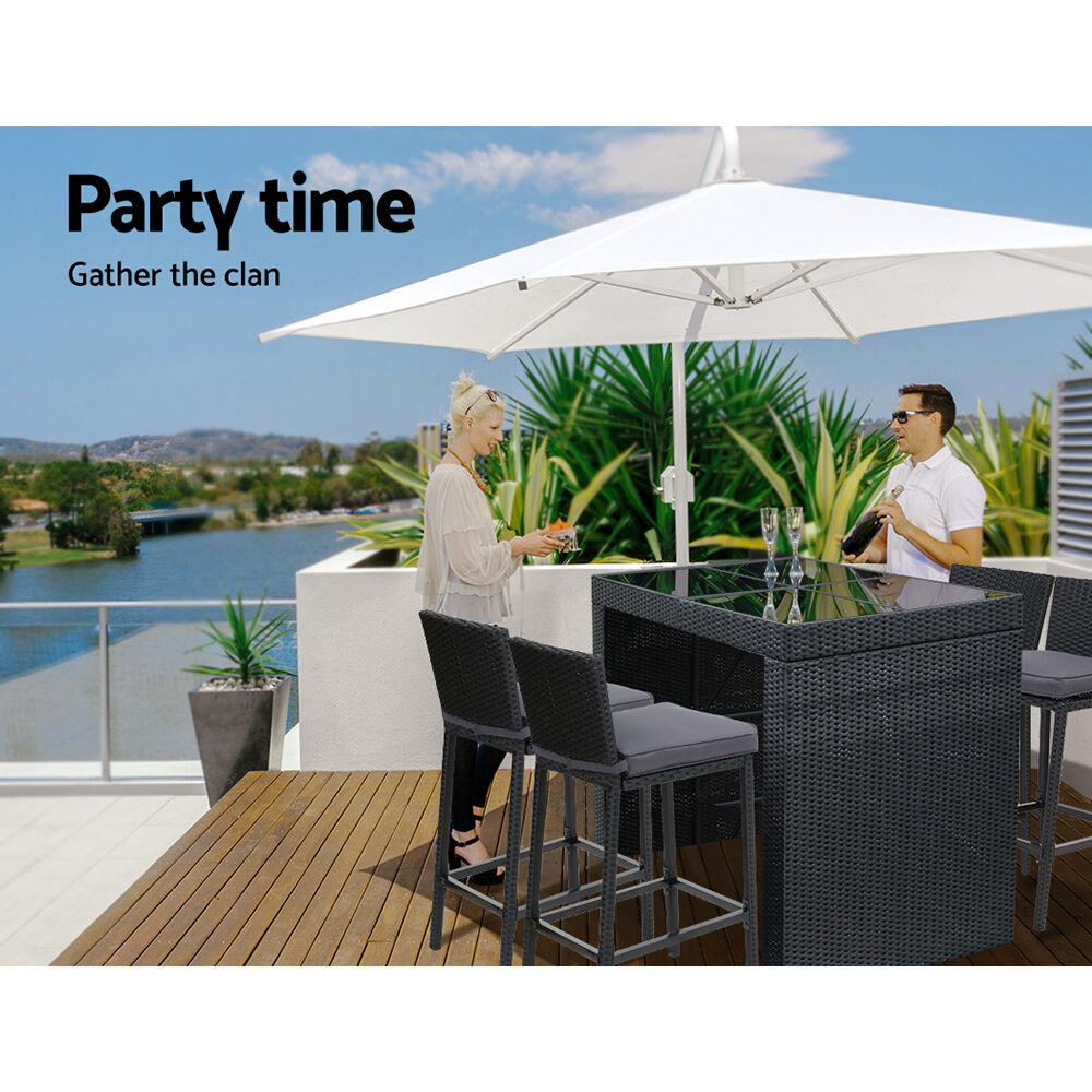 5-Piece Outdoor Bar Set Dining Table Stools Wicker Patio Setting Price