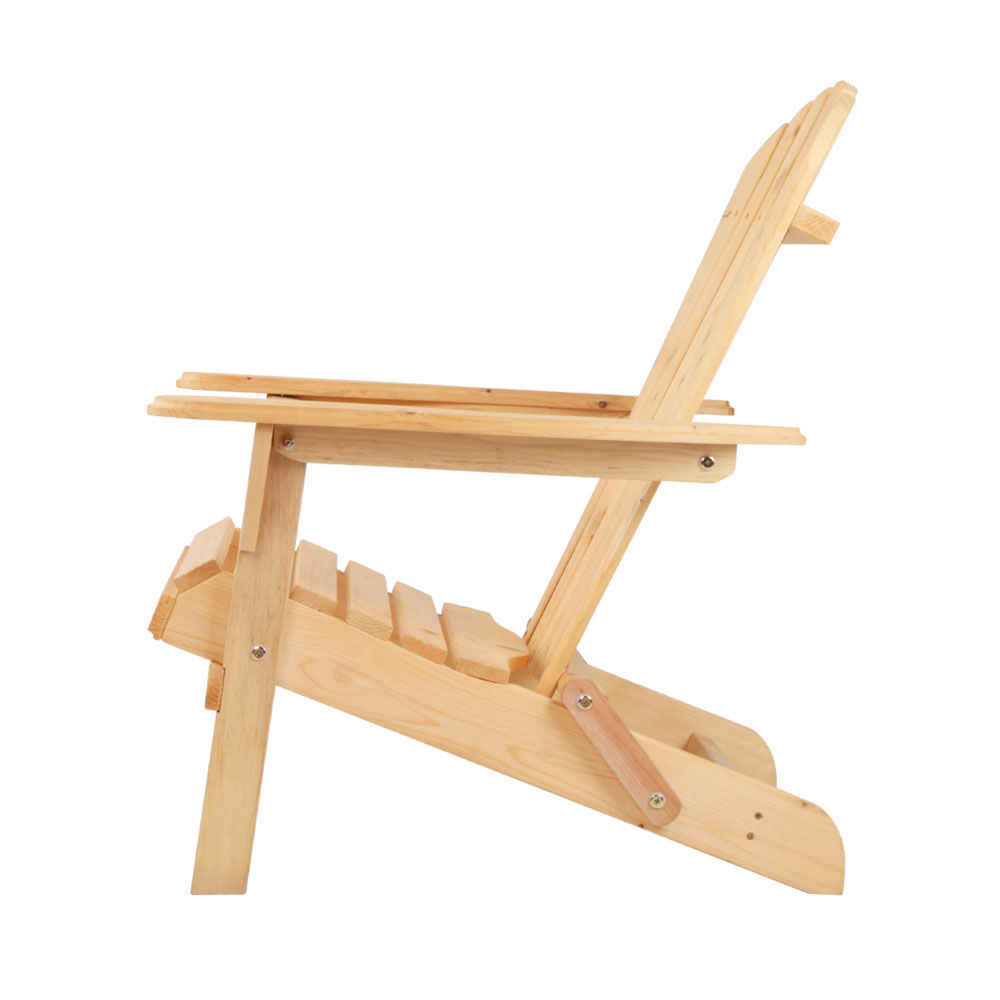 Gardeon 3PC Adirondack Outdoor Table and Chairs Wooden Foldable Beach Chair Natural Price