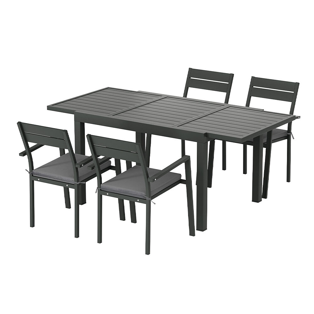 Gardeon Outdoor Dining Set 5 Piece Aluminum Extendable Table Setting Black Price