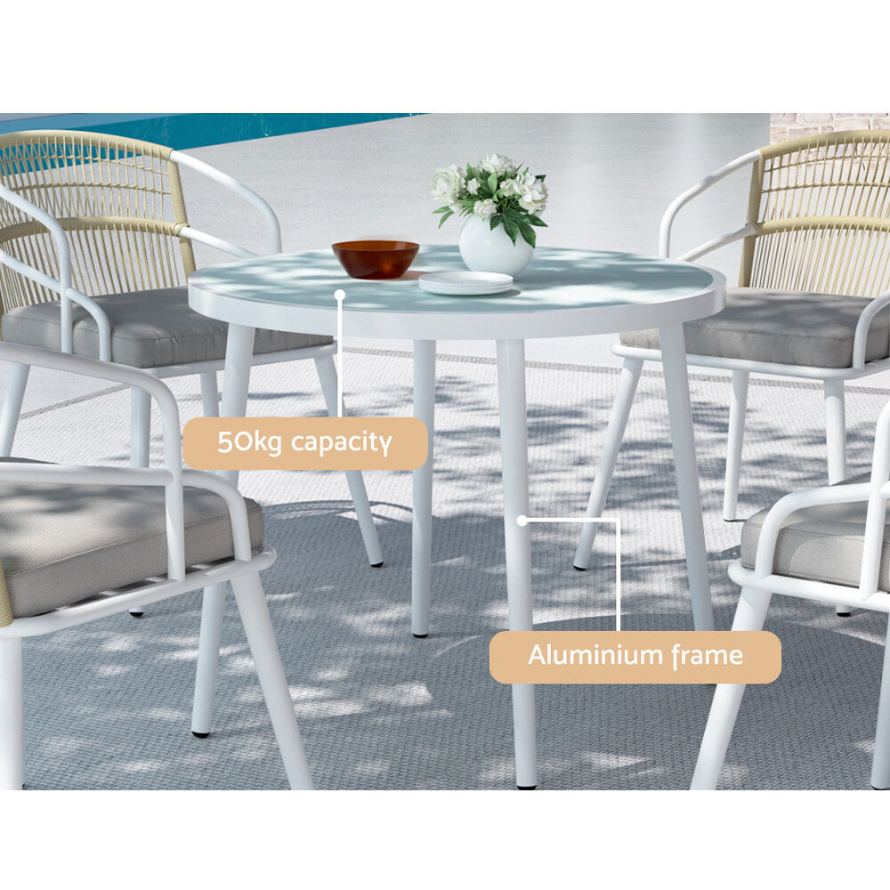 Gardeon Outdoor Dining Set 5 Piece Aluminum Table Chairs Setting White Price