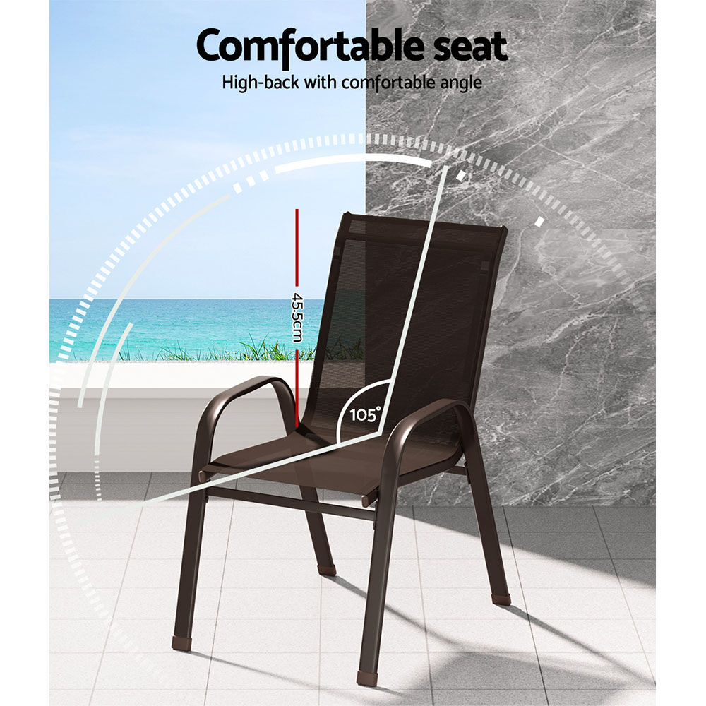 Gardeon 6PC Outdoor Dining Chairs Stackable Lounge Chair Patio Furniture Brown Price