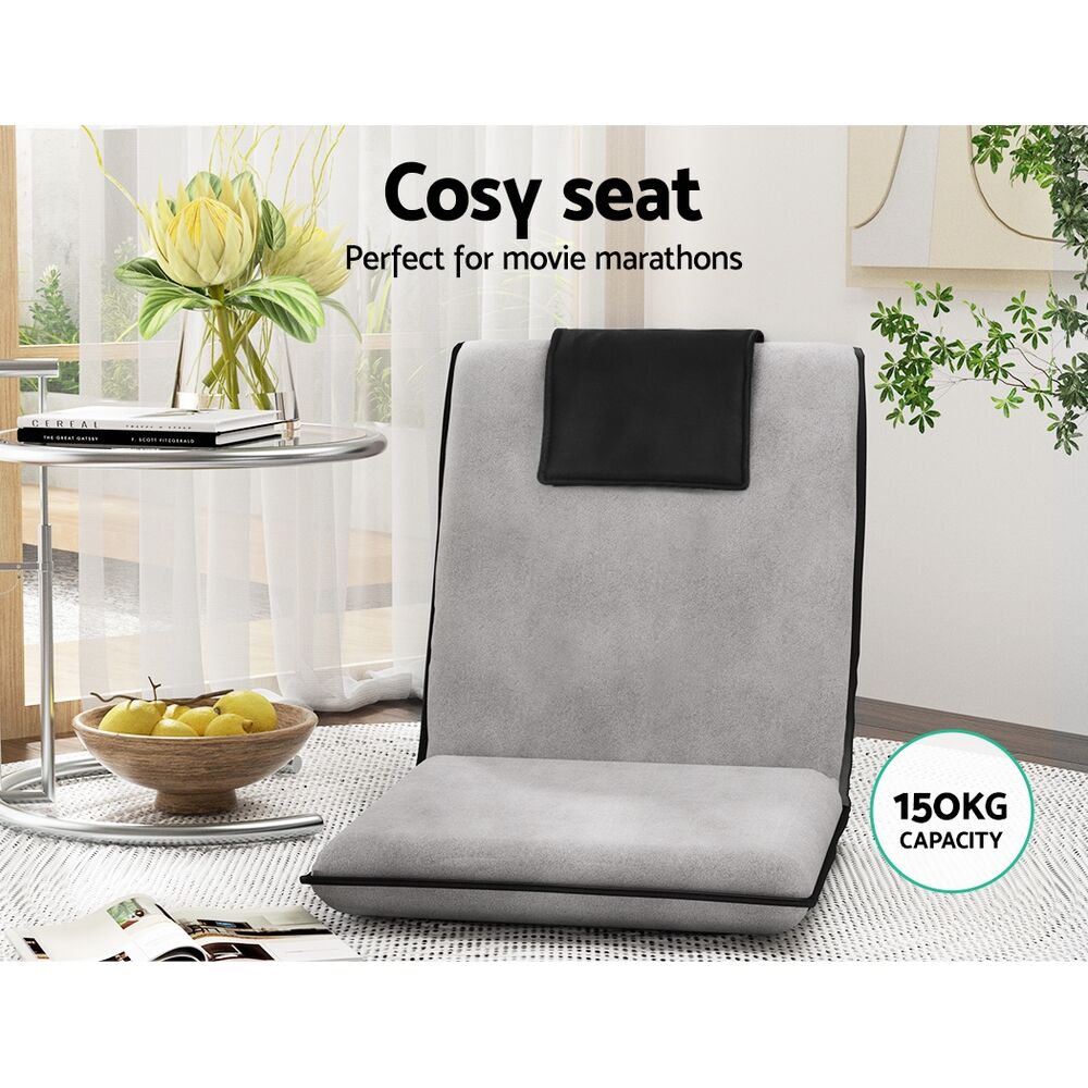 Artiss Floor Lounge Sofa Bed Couch Recliner Chair Folding Chair Cushion Grey Price