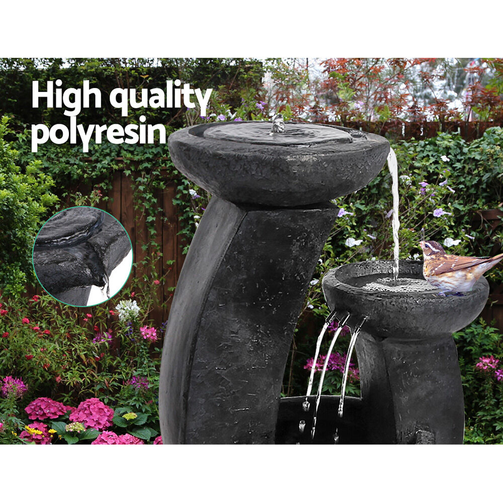 Gardeon Solar Water Feature Cascading Fountain 3-Tier Mushroom LED Light 70CM Price