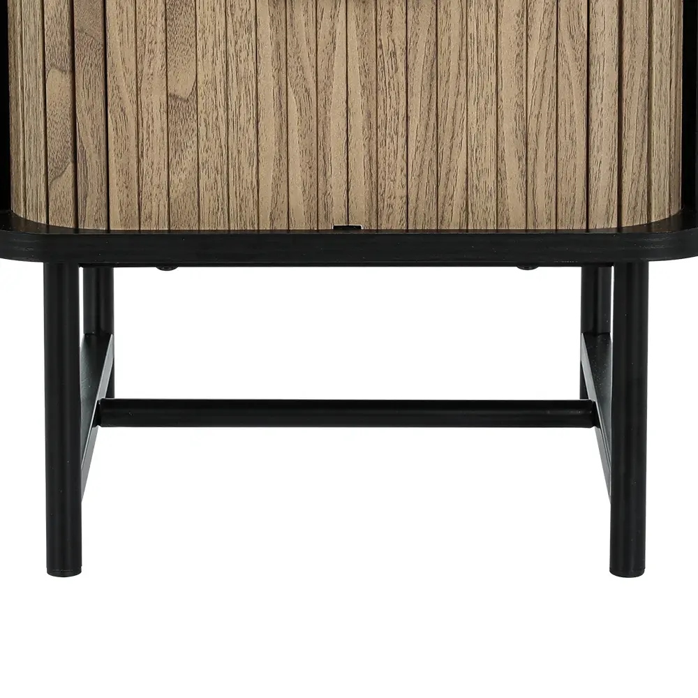 Bedside Table Side End Table Slidng Doors Storage Nightstand Black BORIS Price