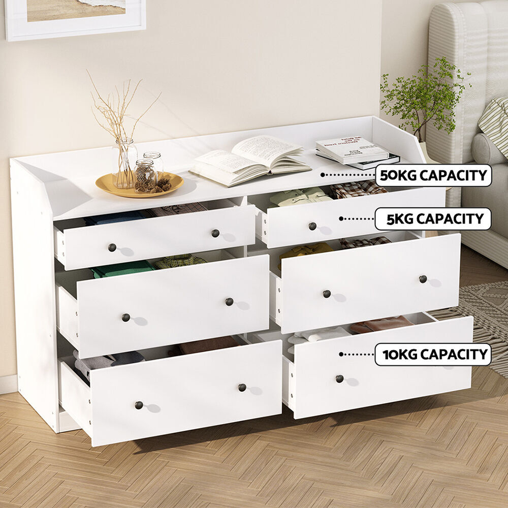 Artiss 6 Chest of Drawers - PETE White Price