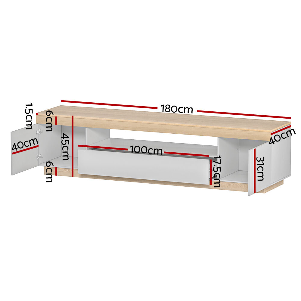Artiss TV Cabinet Entertainment Unit Stand 180CM White Wood Price
