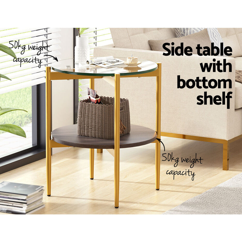 Coffee Table 45CM Round Tempered Glass Carol Price