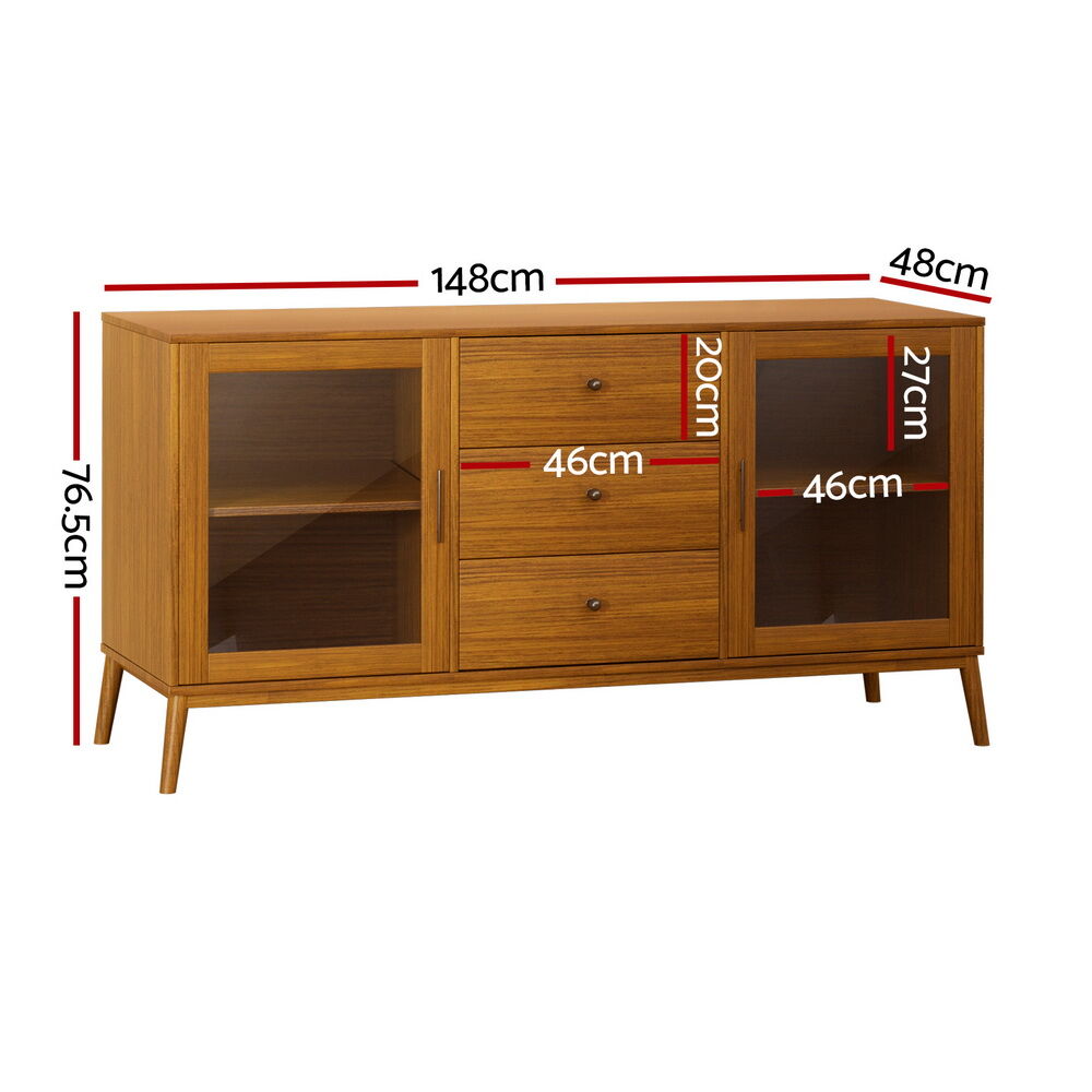 Buffet Sideboard Glass Doors - Oak Price