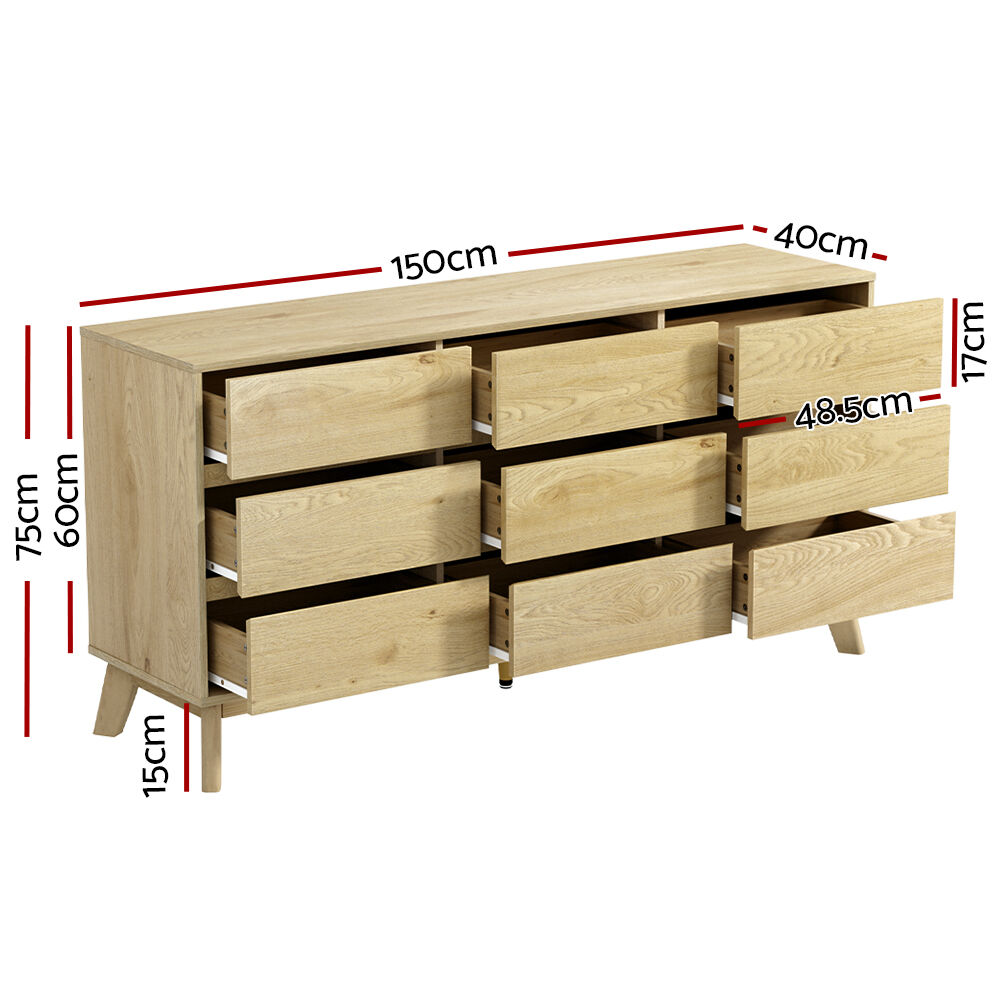 Artiss 9 Chest of Drawers Tallboy Cabinet - XAVI Pine Price