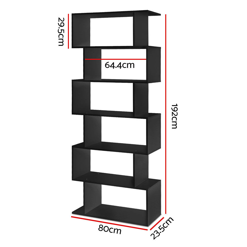 Artiss Bookshelf 6 Tiers - RIVA Black Price