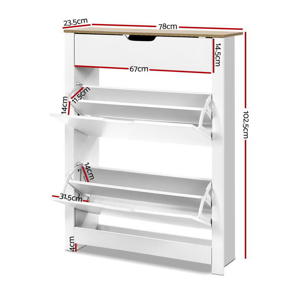 Artiss Shoe Rack Cabinet 16 Pairs White Ana Price