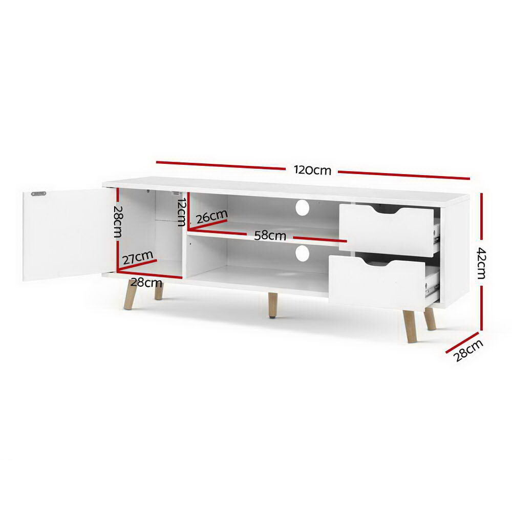 TV Cabinet Entertainment Unit 120cm White Larin Price