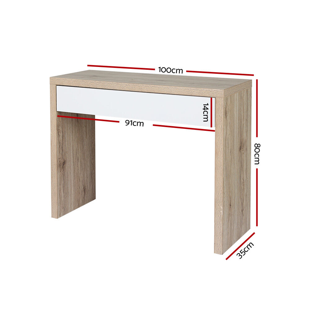 Artiss Console Table Storage Drawer Jory White Pine Price
