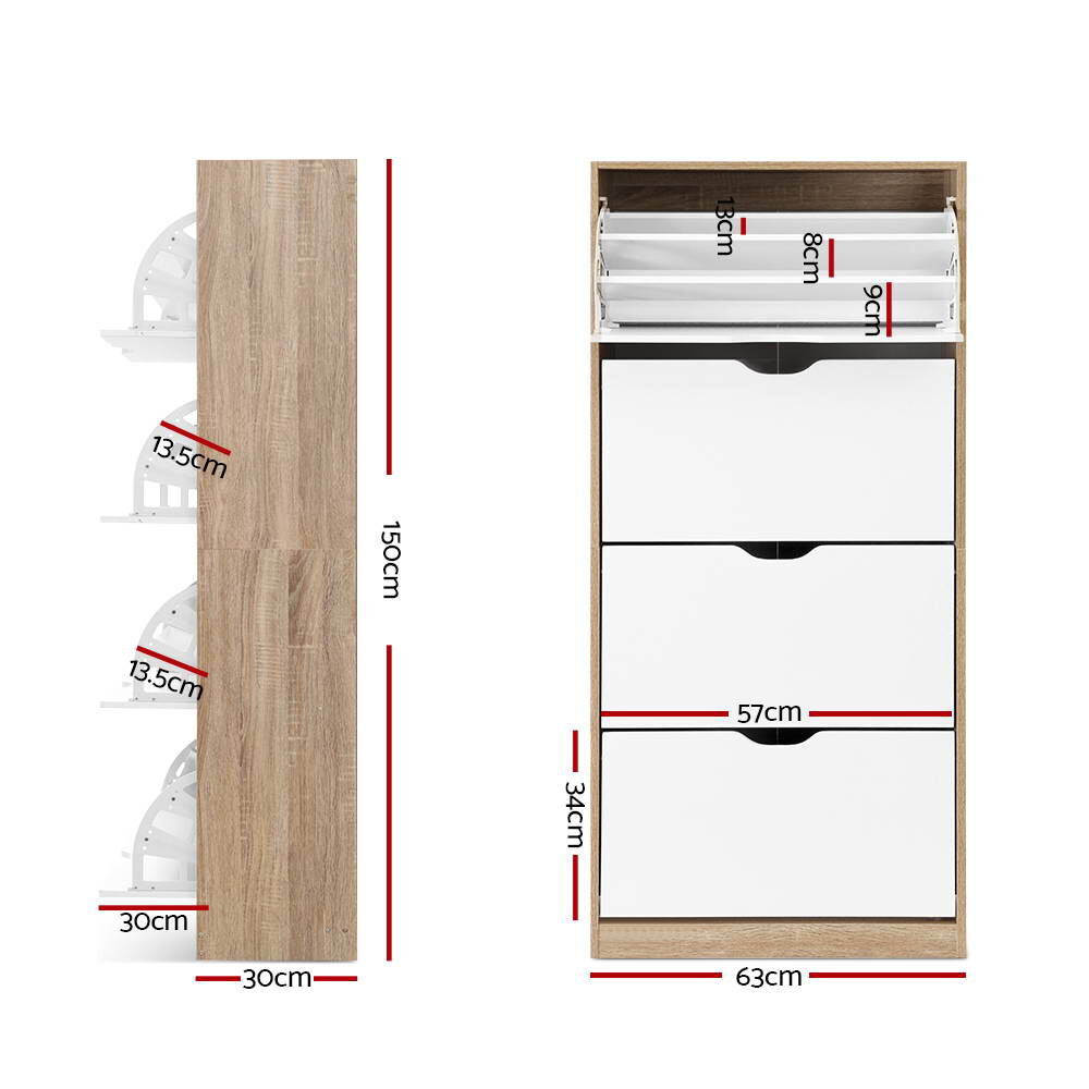 Artiss Shoe Rack Cabinet 60 Pairs 4-tier White Elen Price