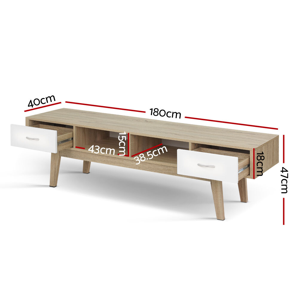 Artiss TV Cabinet Entertainment Unit 180cm Oak White Gary Price