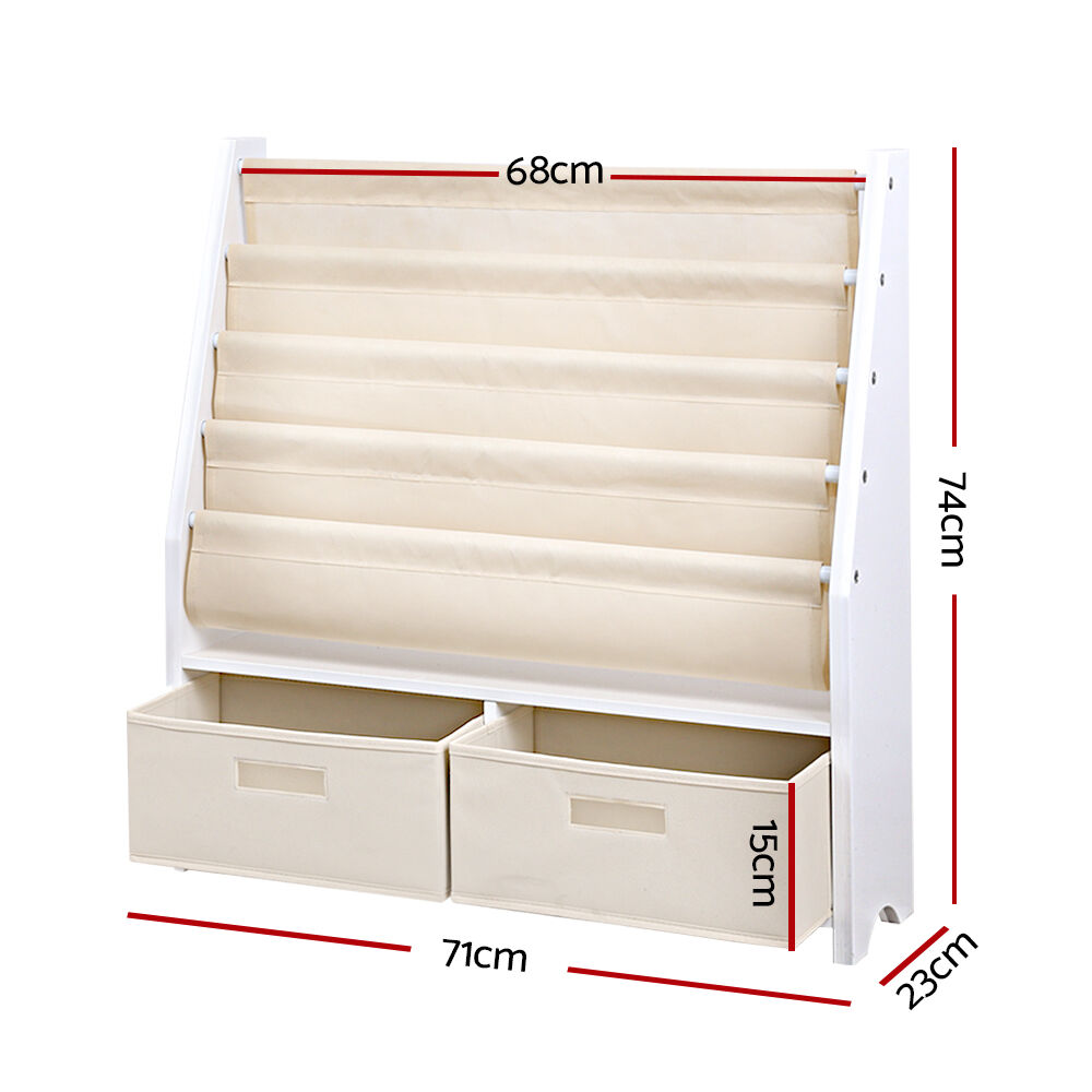 4 Tiers Kids Bookshelf Magazine Rack Children Bookcase Organiser Drawer Price